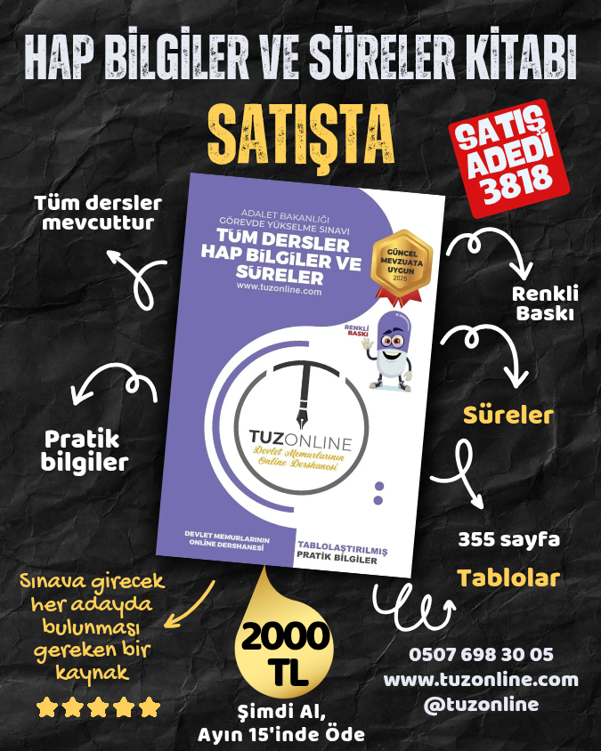 Adalet Bakanlığı GYS Hap Bilgiler ve Süreler Kitabı